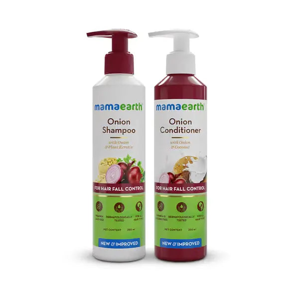 Mama Earth Onion Shampoo & Conditioner Combo for Hair Fall Control (250ml + 250ml)