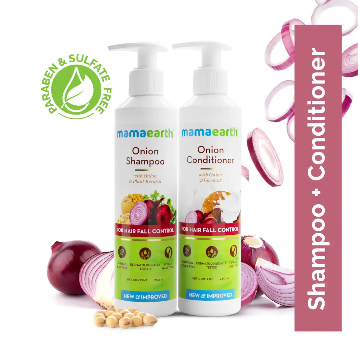 Mama Earth Onion Shampoo & Conditioner Combo for Hair Fall Control (250ml + 250ml)