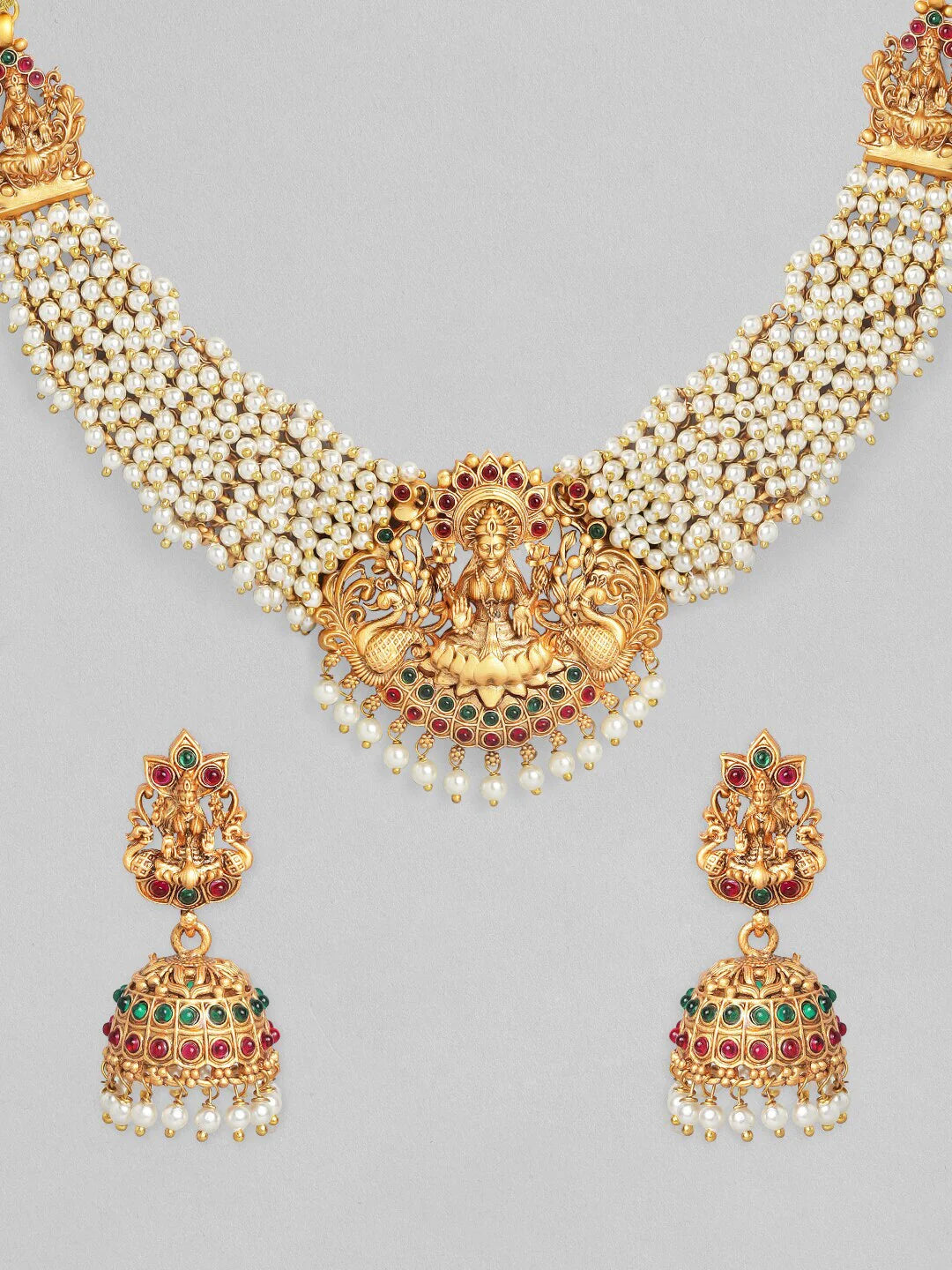 24K Gold Plated Divine Lakshmi Necklace Set