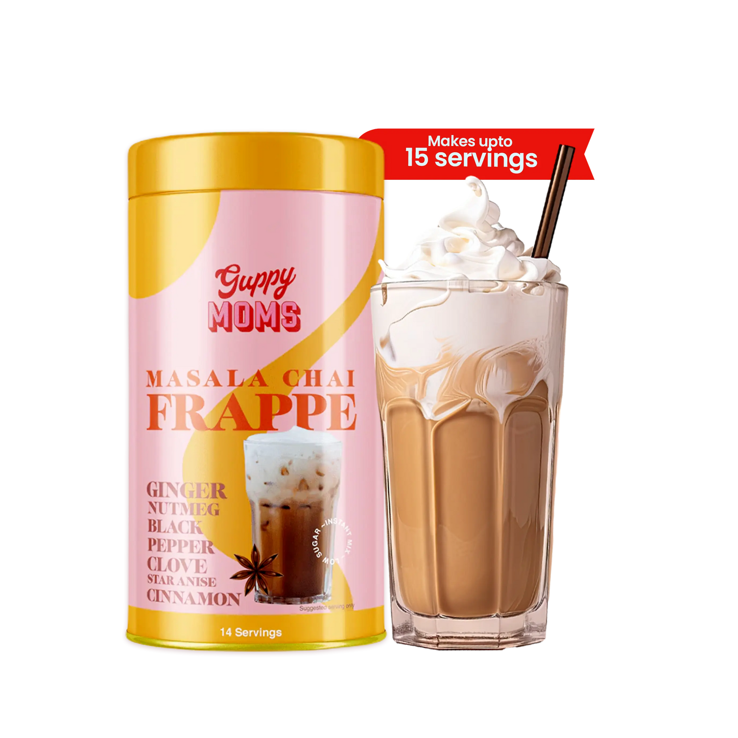 Guppy Moms Masala Chai Frappe | Creamy & Tasty Low-Sugar Delight | 200g
