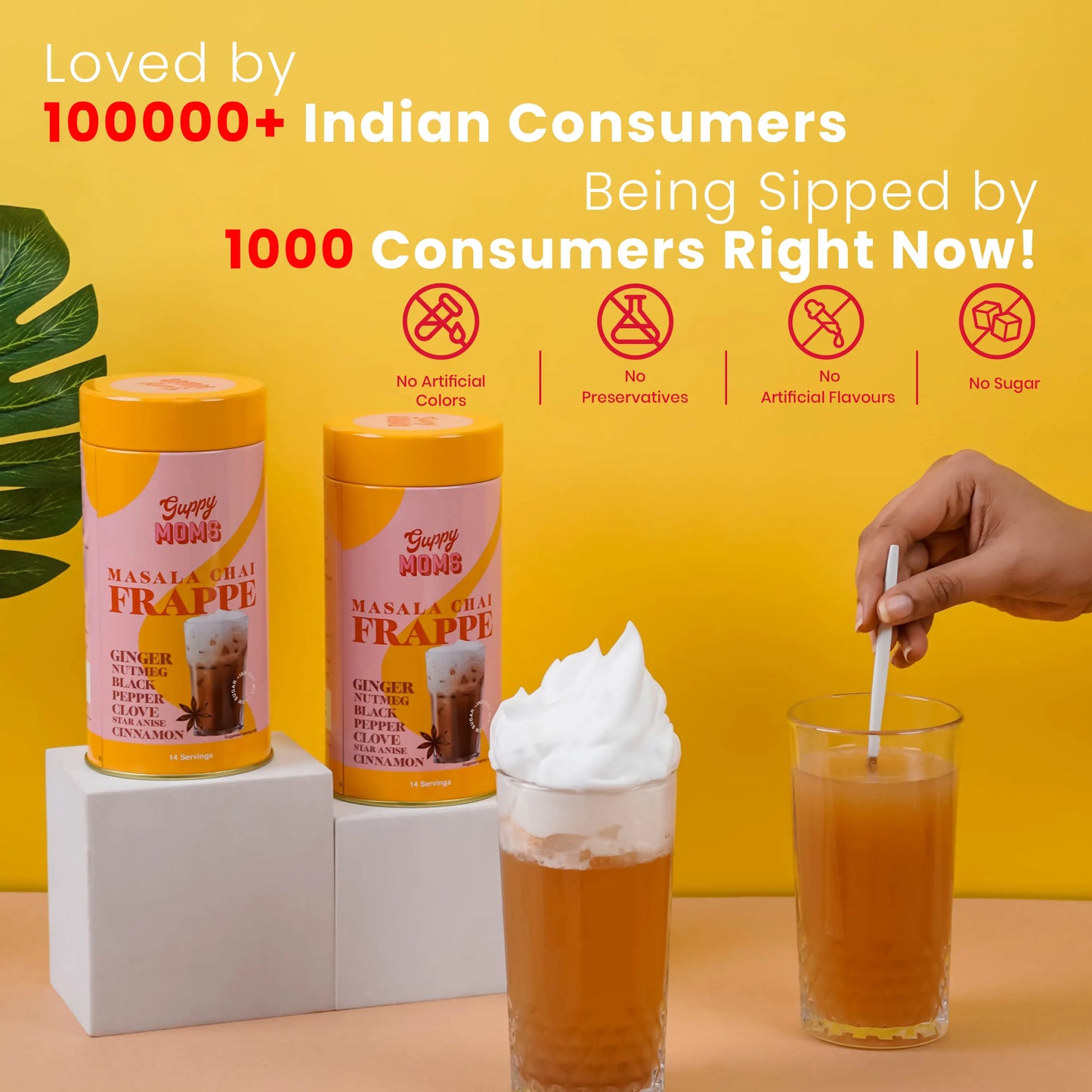 Guppy Moms Masala Chai Frappe | Creamy & Tasty Low-Sugar Delight | 200g
