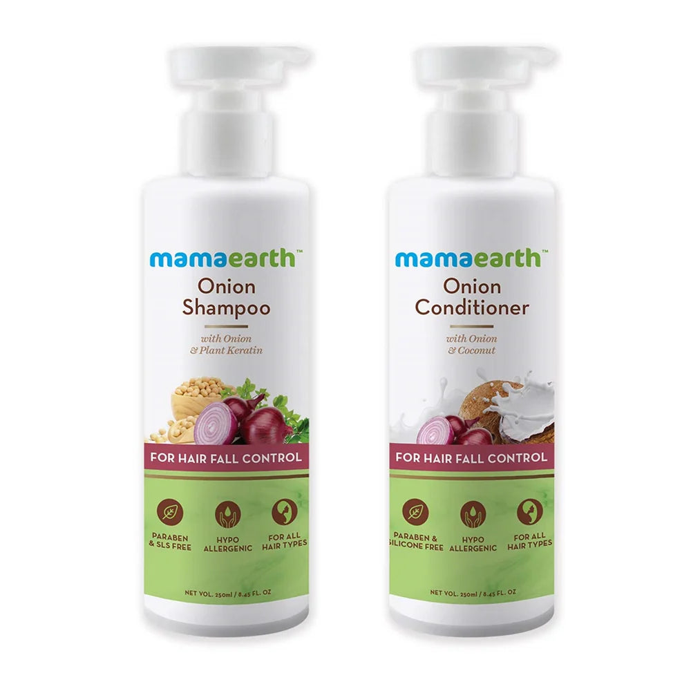 Mama Earth Onion Shampoo & Conditioner Combo for Hair Fall Control (250ml + 250ml)